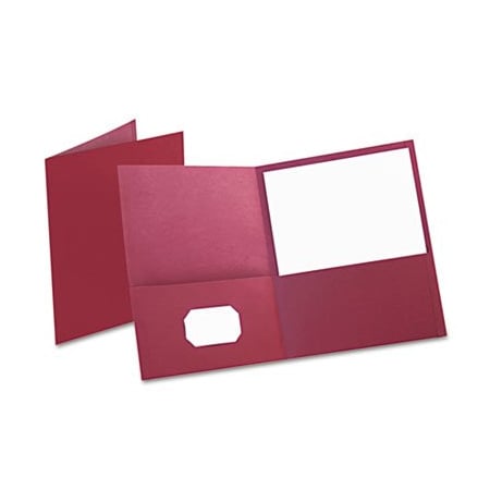 Tops Business Forms Oxford, Twin-Pocket Folder, Embossed Leather Grain Paper, Burgundy, 25PK 57557